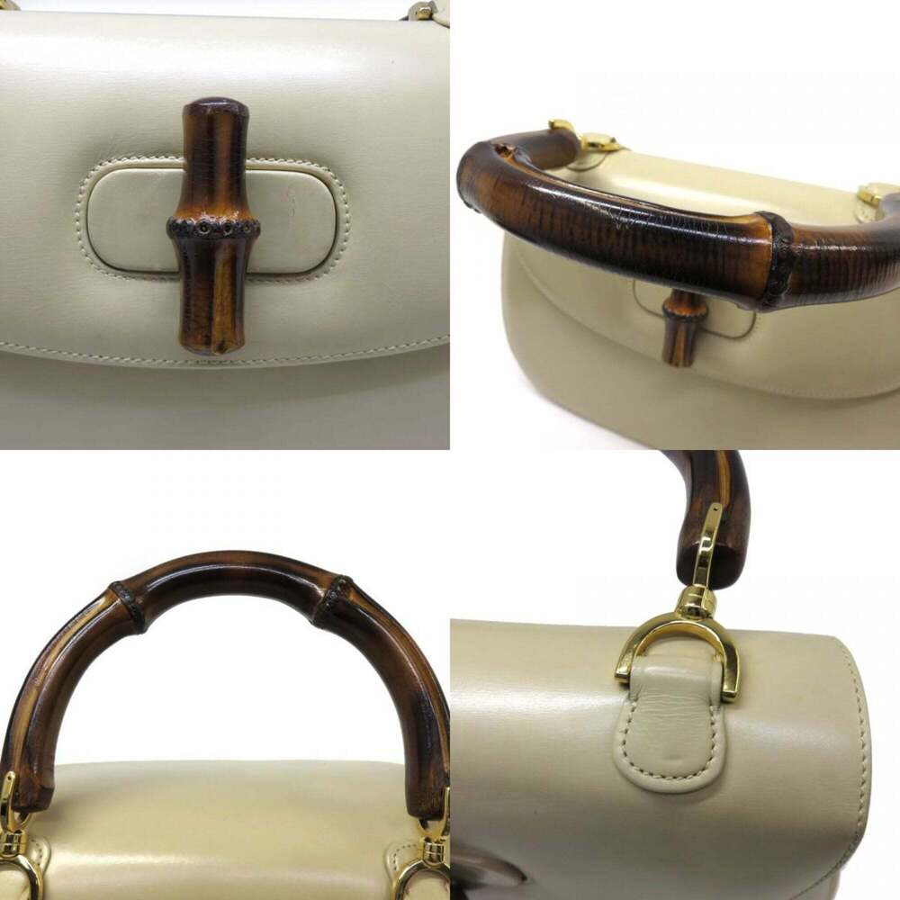 GUCCI Cream Leather Bamboo Bag - Picture 7 of 10